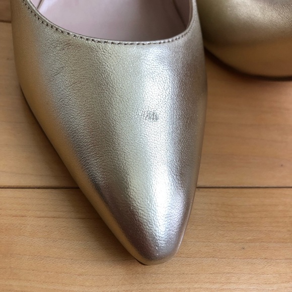 NWOT Nine West Leather Metallic Gold High Heels - Picture 6 of 10